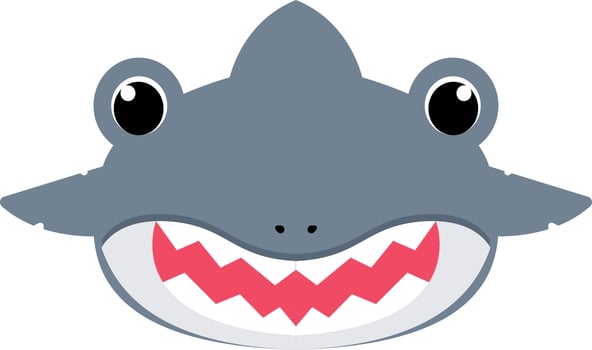 Cute little shark face illustration vector