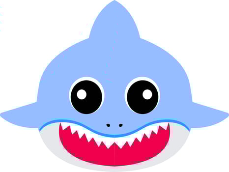 Cute little blue shark face illustration vector