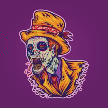 Spooky monster head krueger face logo cartoon illustrations vector