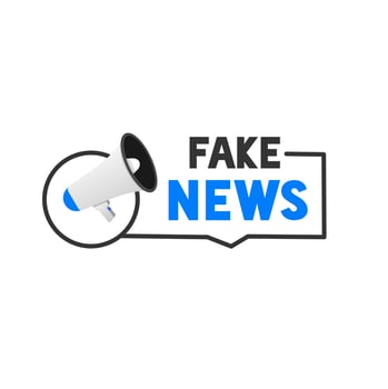 Fake news banner design. Badge icon megaphone. false information. Vector illustration.