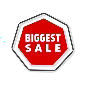 Biggest sale banner design, seal, icon. Sale and discounts template. Modern vector. vector