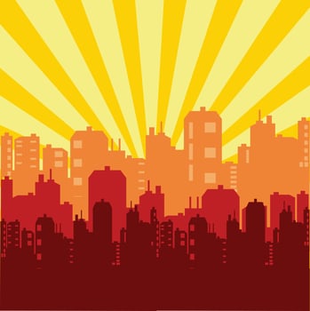 Retro building silhouette vector image illustrations