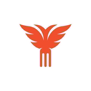 Fork with wings flying simple logo vector