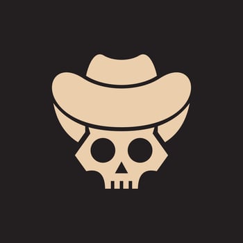 Skull with cowboy hat modern creative logo vector