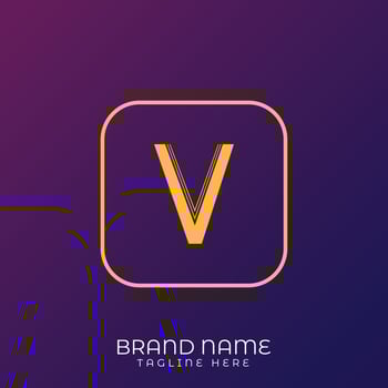 V Letter initial logo template, alphabet with gradient background vector