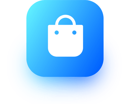 Shoping bag icon in square gradient colors. Shop bag sign for web or commerce apps interface. png