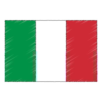 Hand drawn sketch flag of Italy. doodle style icon vector