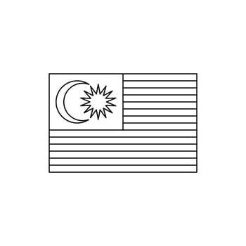 Black outline flag of Malaysia.Thin line icon vector