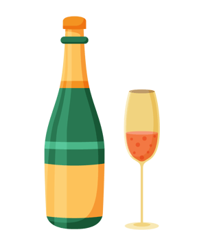 champagne bottle and glass. Cheers Celebration png