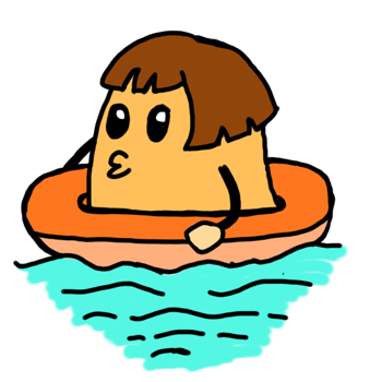 Potato Cartoon Character Is Swimming Using A Float png