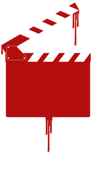 Silhouette of the Bloody Clapperboard Sign for Film or Movie Icon Symbol with Genre Horror, Thriller, Gore, Sadistic, Splatter, Slasher, Mystery, Scary or Halloween Poster Film Movie. Format PNG