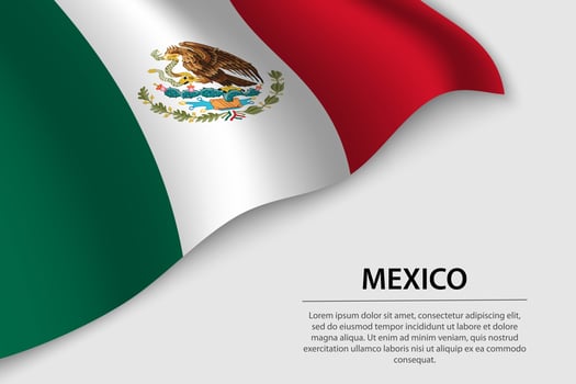 Wave flag of Mexico on white background. Banner or ribbon vector