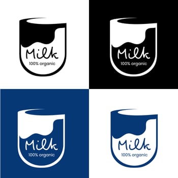 Cup of milk logo set. Fresh dairy product. vector