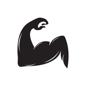 Arm muscle silhouette logo biceps icon vector