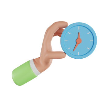 3D hand holding a watch. Cartoon businessman character hand holding a watch. 3d illustration png