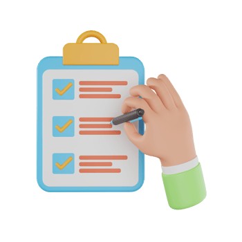 3d hand holding clipboard with checklist and marker. Hand holding checklist on a clipboard paper. 3d rendering png