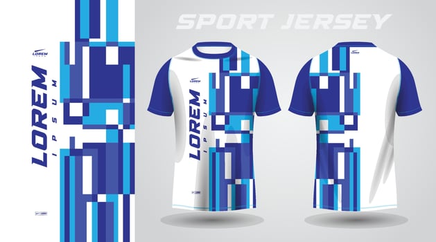 blue shirt soccer football sport jersey template design mockup vector