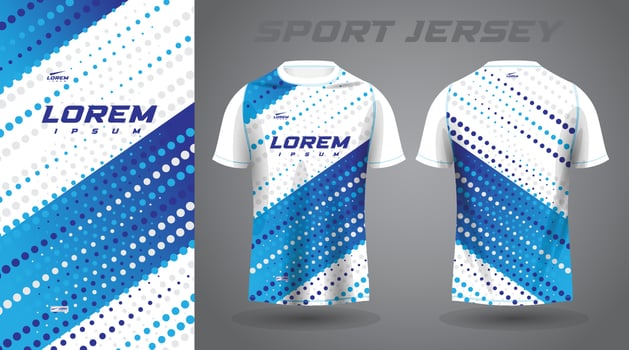 blue shirt soccer football sport jersey template design mockup vector