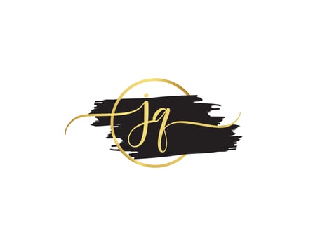 Monogram Jq Signature Logo, Luxury JQ Brush And Golden Signature logo vector