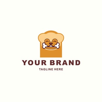 cute logo of a dog biting a bone vector