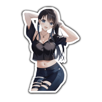 Cute Stylish Anime in Black png
