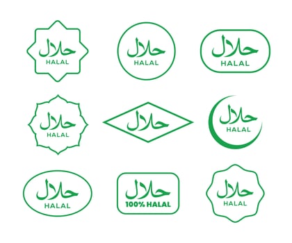 Halal food certified icon. Halal food labels Icon. Halal logo icon, Halal signs symbols. vector