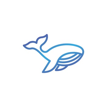 Whale swimming line simple logo vector