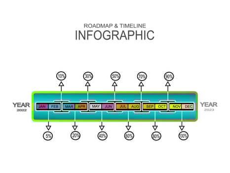 timeline infographic with month january till december vector