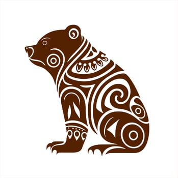 Ornamental, wild, angry bear. Ornamental design for logo, sign, emblem, t-shirt, embroidery, crafting, tattoo, sublimation. vector