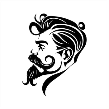 Adorable vintage man with stylish beard and mustache. Ornamental design for tattoo, logo, sign, emblem, t-shirt, embroidery, crafting, sublimation. vector