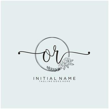 Initial OR feminine logo collections template. handwriting logo of initial signature, wedding, fashion, jewerly, boutique, floral and botanical with creative template for any company or business. vector