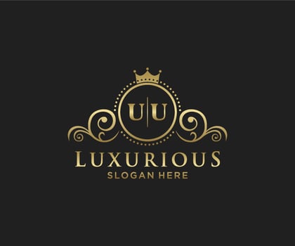 Initial UU Letter Royal Luxury Logo template in vector art for Restaurant, Royalty, Boutique, Cafe, Hotel, Heraldic, Jewelry, Fashion and other vector illustration.