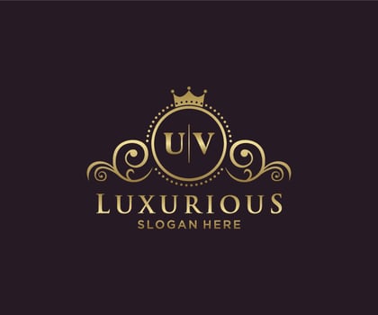 Initial UV Letter Royal Luxury Logo template in vector art for Restaurant, Royalty, Boutique, Cafe, Hotel, Heraldic, Jewelry, Fashion and other vector illustration.