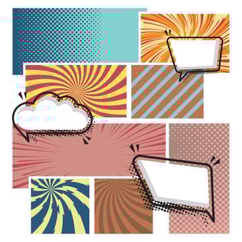 Colored comic page with empty comic speech bubbles Vector illustration