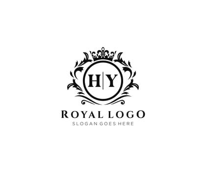 Initial HY Letter Luxurious Brand Logo Template, for Restaurant, Royalty, Boutique, Cafe, Hotel, Heraldic, Jewelry, Fashion and other vector illustration.