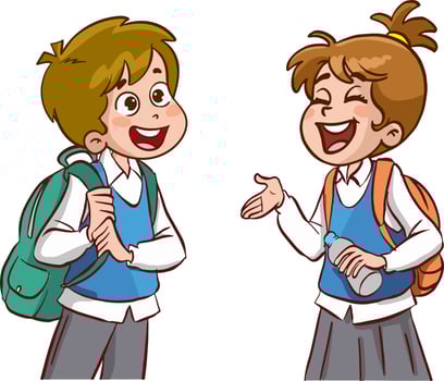 students talking to each other at school cartoon vector