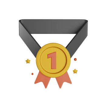 Gold medal with number one 3D icon. Golden prize or award with ribbon 3D illustration png
