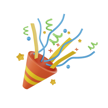 3D Firecracker with confetti. 3d Party Popper with Confetti Plasticine Cartoon Style Symbol of Surprise png