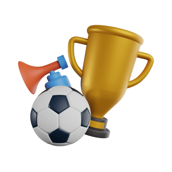 3D Trophy cup and soccer ball. 1st place award.Football game and gold reward. Winner concept. world cup. 3d rendering png