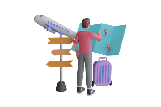 3D pin map with flight plane travel tourism trip planning. Tourism plane trip planning world tour with pin location. 3d rendering png