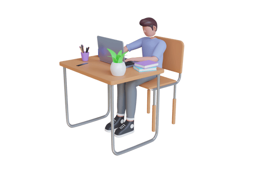 3D illustration of online education. Digital Online Education Application learning world wide on laptop. Concept of e-learning, online education, home schooling.3d rendering png