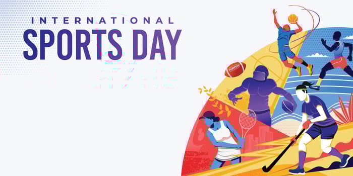 Sports Day Banner Background . International Sports Day Illustration. Graphic Design for the decoration of gift certificates, banners, and flyer vector