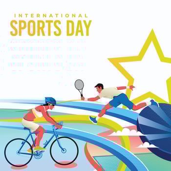 Sports Day Background . International Sports Day Illustration. Graphic Design for the decoration of gift certificates, banners, and flyer vector