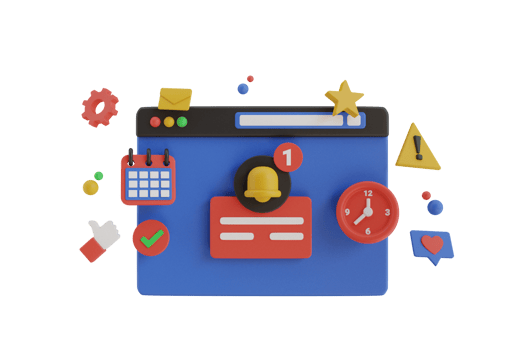 Reminder 3D Illustration, Notifications page with floating elements. date reminder,  Business planning, events, timetable concept. 3d rendering png