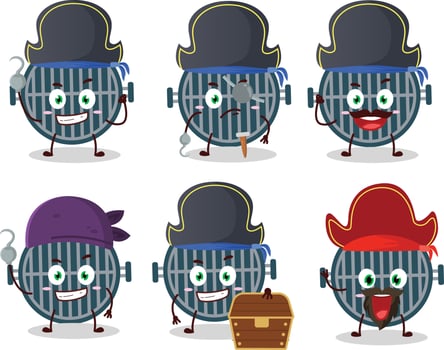 Cartoon character of grill with various pirates emoticons vector