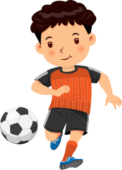 Cute boy playing soccer png