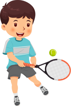 Cute boy playing tennis png