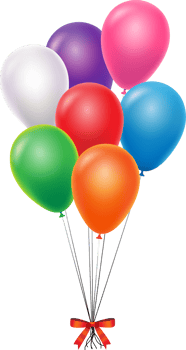 Balloon colorful tied together with red bow png