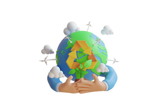 3d illustration of Green Energy. Globe Earth Planet and Green Energy Concept. Happy Environment day. Hand holding earth . 3d illustration png