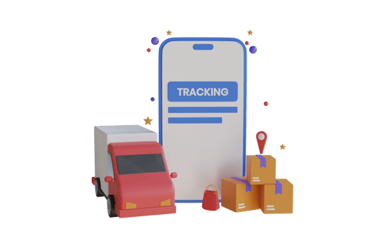 Online order tracking application. 3D Online shopping and delivery by smartphone. Concept for fast delivery service. 3d illustration png